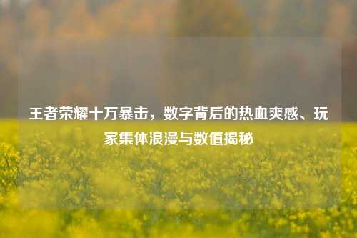 王者荣耀十万暴击，数字背后的热血爽感、玩家集体浪漫与数值揭秘