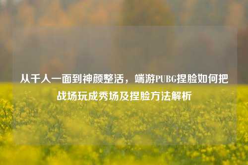 从千人一面到神颜整活，端游PUBG捏脸如何把战场玩成秀场及捏脸方法解析