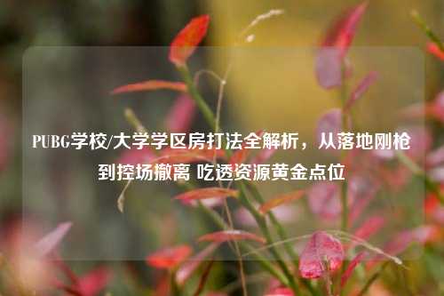PUBG学校/大学学区房打法全解析,从落地刚枪到控场撤离 吃透资源黄金点位