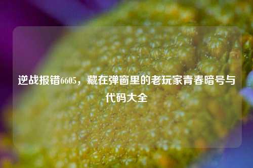 逆战报错6605，藏在弹窗里的老玩家青春暗号与代码大全