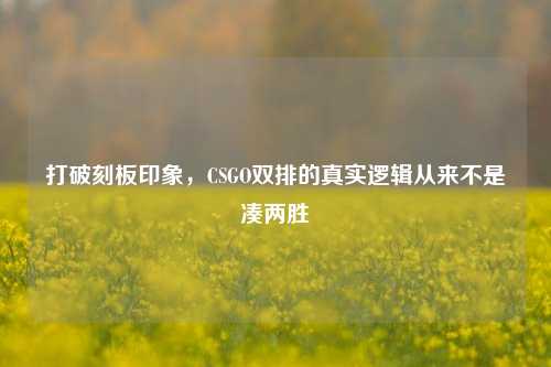 打破刻板印象，CSGO双排的真实逻辑从来不是凑两胜