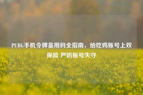 PUBG手机令牌备用码全指南，给吃鸡账号上双保险 严防账号失守