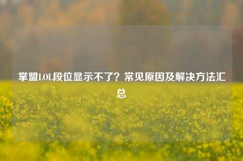 掌盟LOL段位显示不了?常见原因及解决方法汇总
