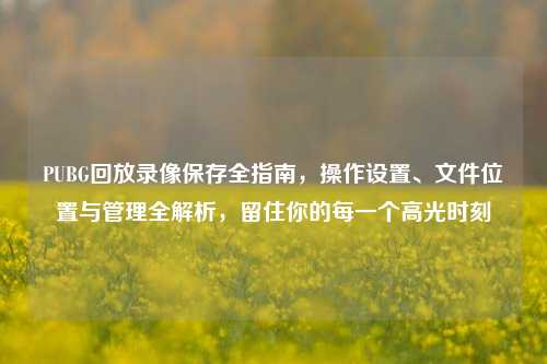 PUBG回放录像保存全指南,操作设置、文件位置与管理全解析,留住你的每一个高光时刻