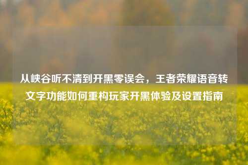 从峡谷听不清到开黑零误会,王者荣耀语音转文字功能如何重构玩家开黑体验及设置指南