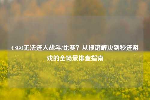CSGO无法进入战斗/比赛?从报错解决到秒进游戏的全场景排查指南