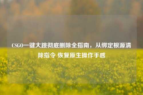 CSGO一键大跳彻底删除全指南，从绑定根源清除指令 恢复原生操作手感
