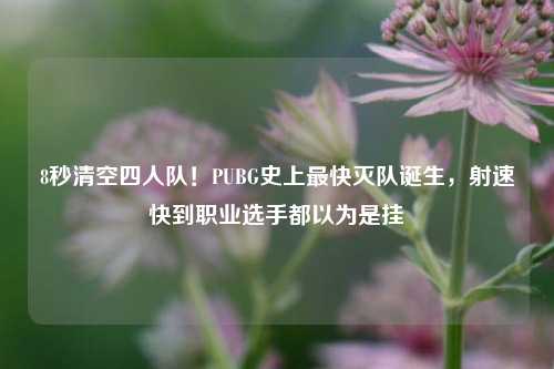 8秒清空四人队！PUBG史上最快灭队诞生，射速快到职业选手都以为是挂
